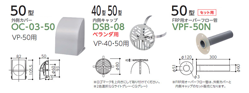 50型（適用パイプ呼び径50）※屋上用